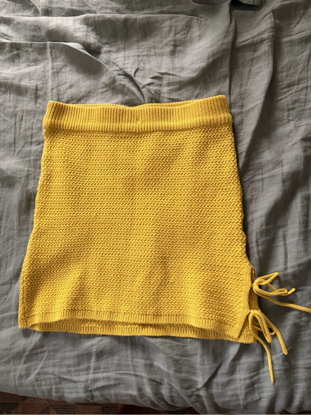 FP Beach Chartreuse Knit Side-Tie Mini Skirt